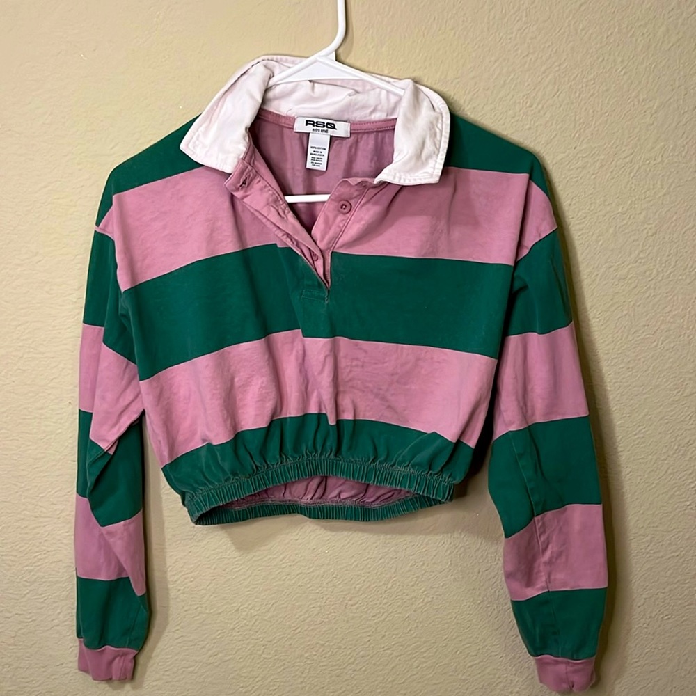 Pink and green RSG cropped Long sleeve